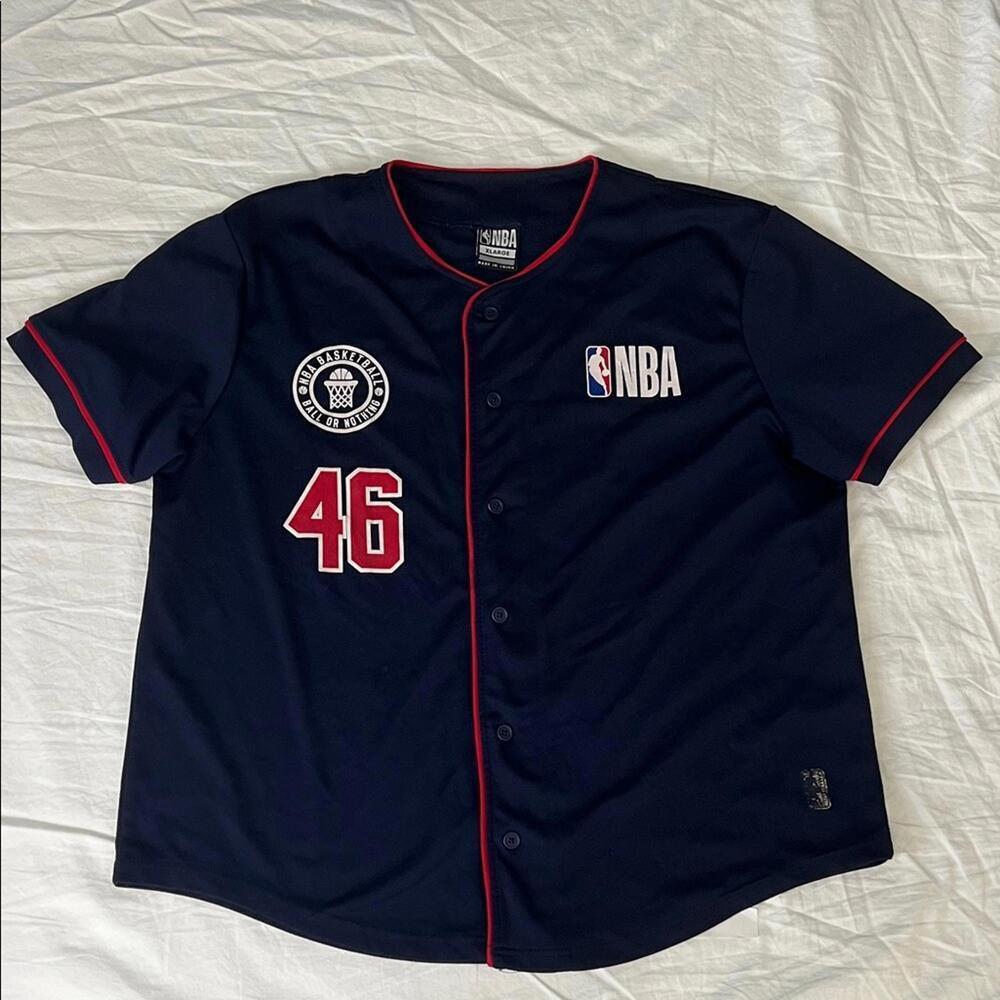 NBA #46 Baseball Style Jersey Blue Size XL